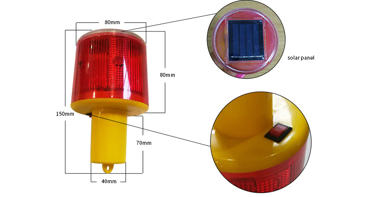 Solar LED warning road traffic light