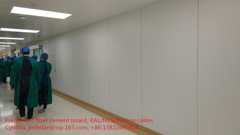 Fiber cement wall board for hospital corridor 