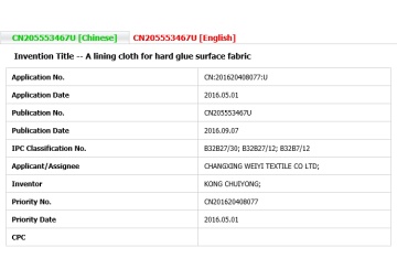 PATENT-A lining cloth for hard glue surface fabric