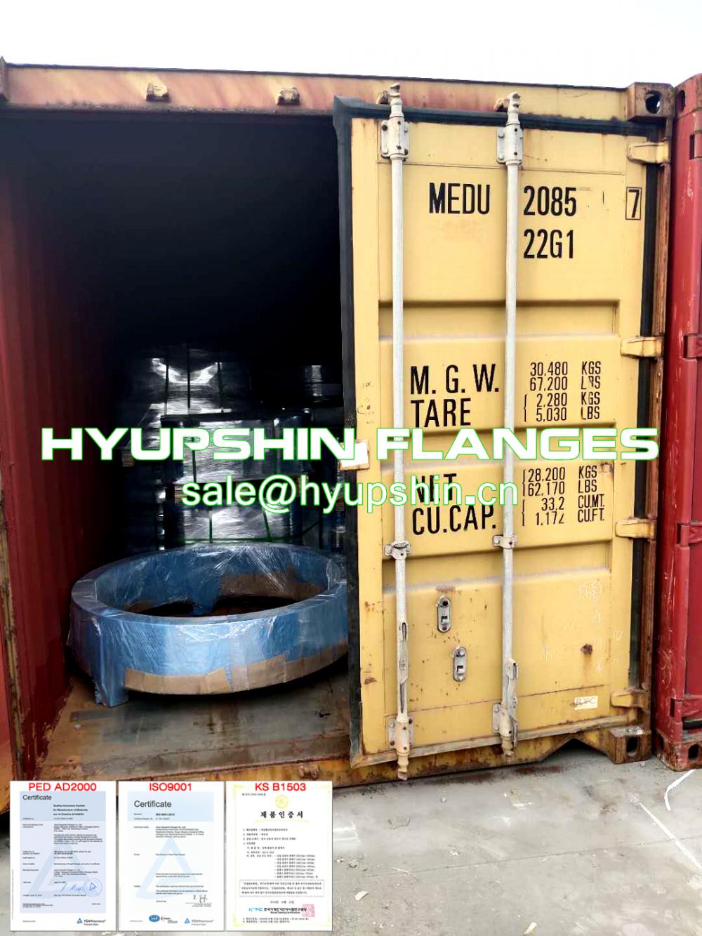 Hyupshin Flanges Export to UK by Containers