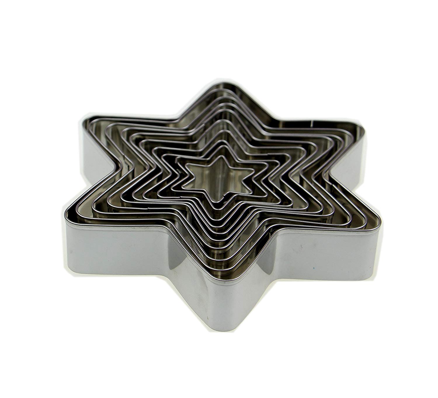 10 Piece Stainless Steel Six Point Star hexagram cookie cutter set