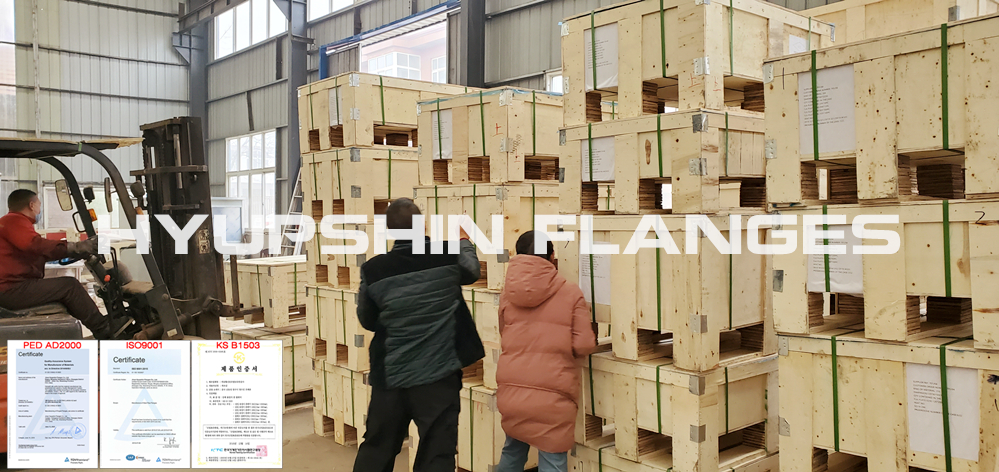 Hyupshin Flanges Export Stainless Steel Flanges to Italy by Plywood Box