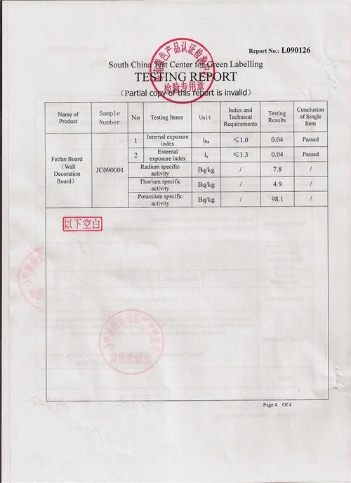 Non-radiation certificate 4