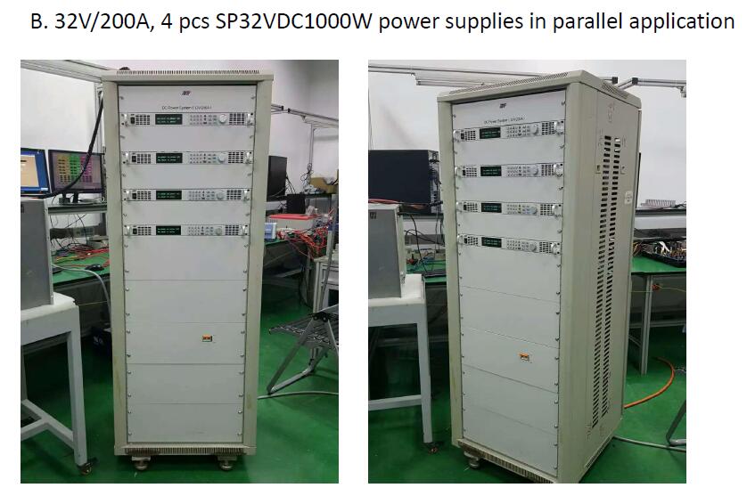 32V/200A,4 pcs SP32VDC1000W power supplies in parallel application