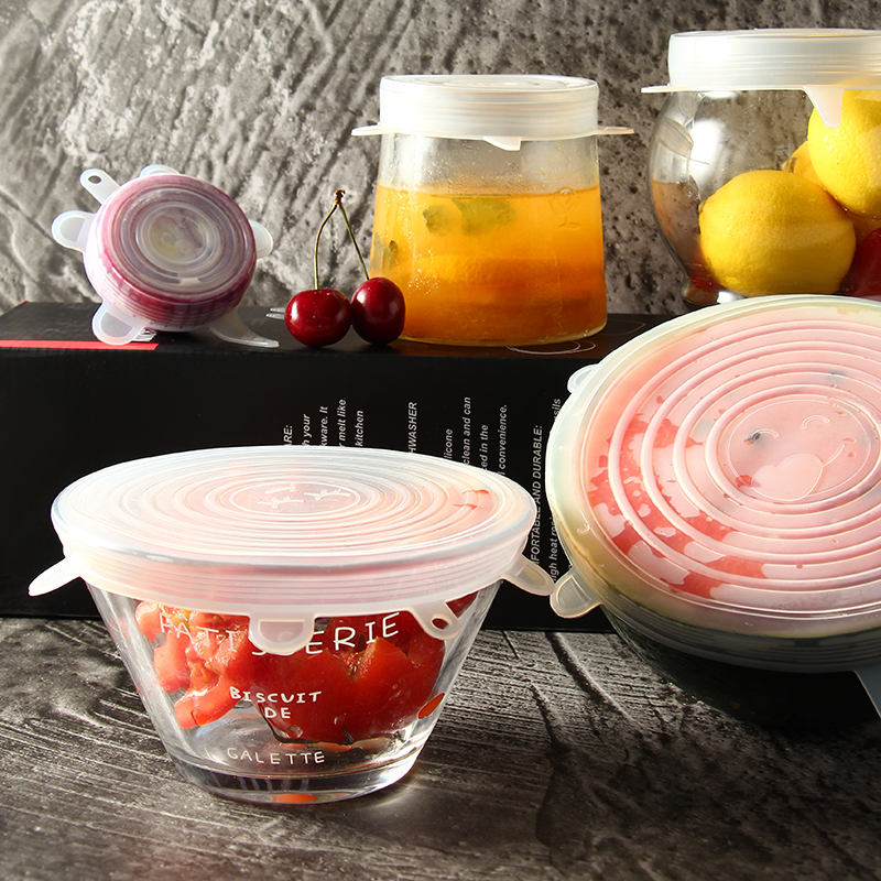 Various Sizes Reusable Bowl Saving Food Stretch Flexible Silicone Lip Cover Set