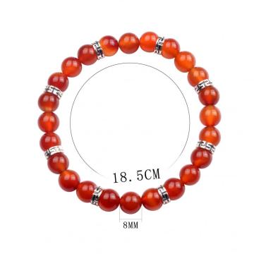 Natural Gemstone ​Carnelian 8MM 24 Round Beads Bracelet for Reiki Healing