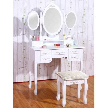 7 Drawers  MDF  Dressing Table
Dressing Table Mirror & Padded Stool Set Wooden Vanity 4 Drawers Makeup Dresser Furniture