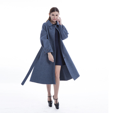 Blue winter coat above the knee