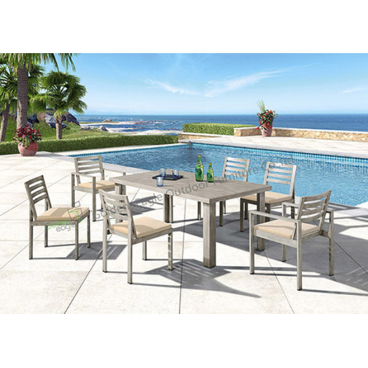 Garden Aluminium 6 Chairs and Rectangular Table Set