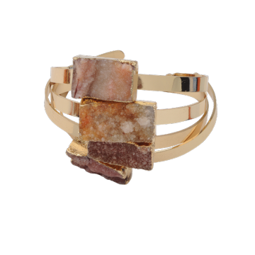 Charm Bracelet 2016 new Product Natural Clear Crystal with Druzy Cuboid Orange