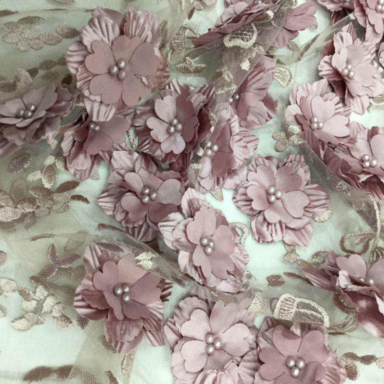 Colorful 3D flower Embroidery Fabric for Dress