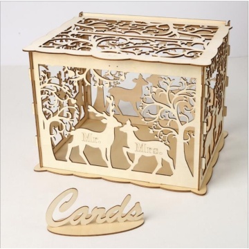 Wooden Gift Rustic Hollow Wedding favor Box with Lock