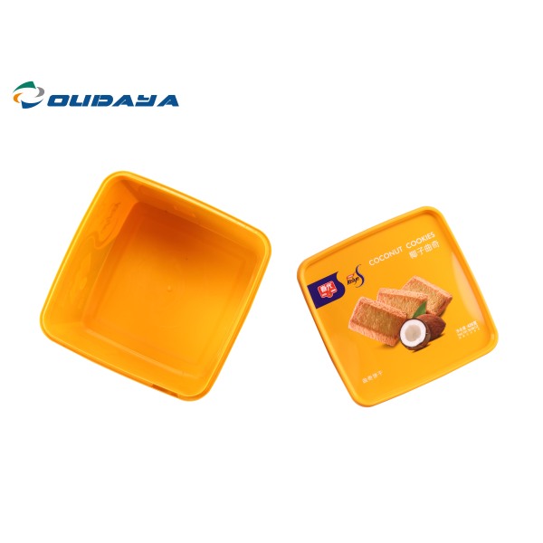 Rectangle biscuit plastic iml container with lid