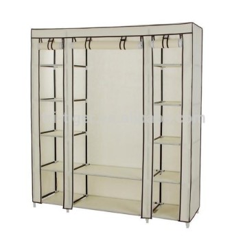 Triple Portable Folding Clothes Wardrobe Closet Armoire Storage Rack Cabinet