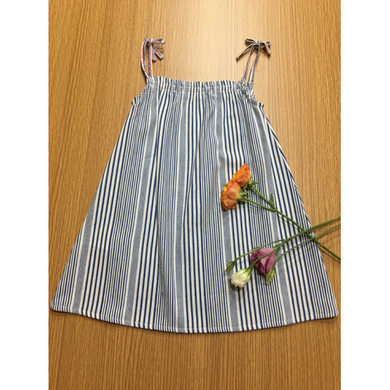 casual striped A shape strapy girls dress