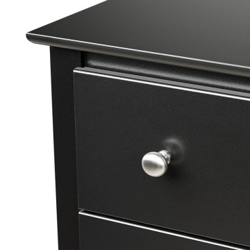 Black Bedside Cabinet 2-Drawer Wood Night Stand Table