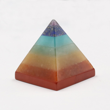 Natural crystal stone seven color chakras Pyramid