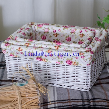 Factory wicker weave storage basket with fabric liner cover organizer