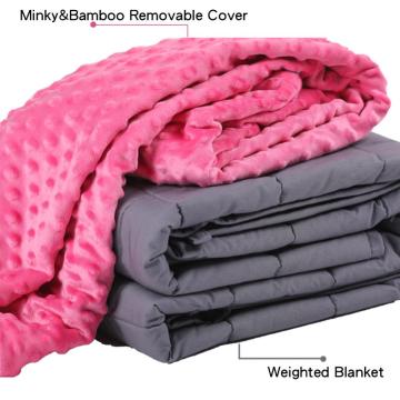 15lbs Glass Beads Weighted Blanket With Mink Cover