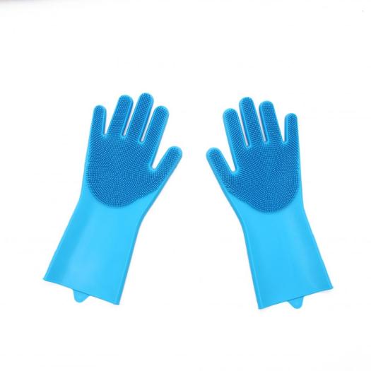 Silicone washing gloves with scrubber