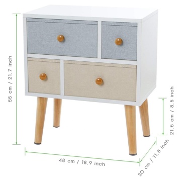 Modern Night stand Side End Table Bedroom Living Room Sitting Room 4 Drawers White