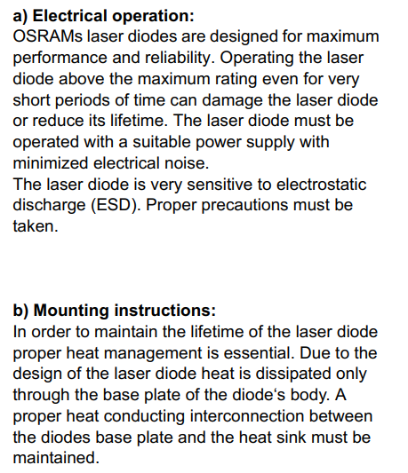 notes about laser diode