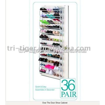 36-pair hanging metal shoe rack on door