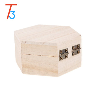 unfinished hexagon wooden bracelet jewel box with divider