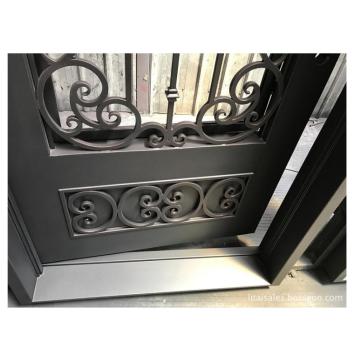 Wrought Iron Entrance Doors with Tempered Glass