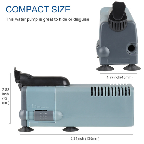 Heto 132GPH Submersible Pump(500L/H, 10W), Quiet Water Pump with 1.64ft High Lift, Aquarium pump with 6ft Power Cord
