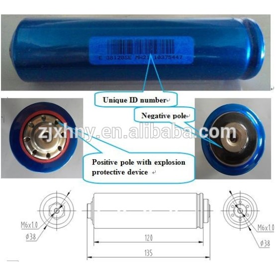 lithium-ion battery 38120S 3.2V 10AH for energy storage