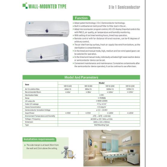 Wall-mounted type Medical grade air sterilizer