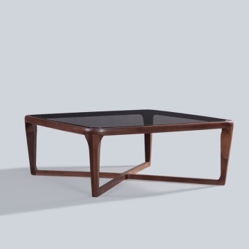 Solid Wood Frame Tea Table with Glass