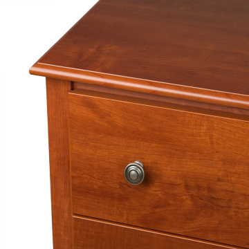 Wood End Table Bedside Cabinet Monterey Cherry 2-Drawer Tall Night Stand with Storage Drawer