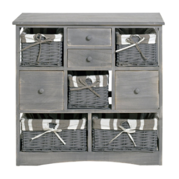 Home Wooden Frame Wicker basket Drawer Storage Unit Cabinet Cupboards Organizer