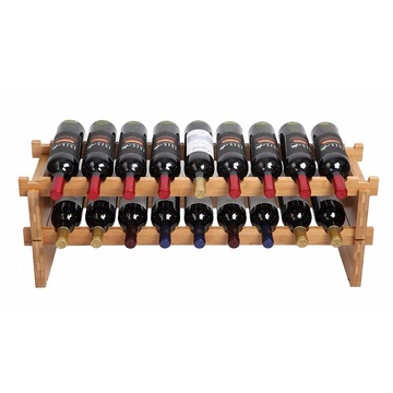 18-Bottle Stackable Natural bamboo Wine Display Storage Rack
