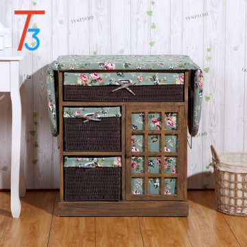ironing board table wood cabinet with storage basket drawer