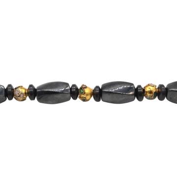 Magnetic Jewelry Hematite Twist Beads Necklace with Cloisonne Beads and Magnetic Twist Beads