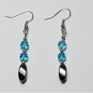 Hematite Heart Earring with silver color finding
