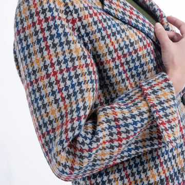 Fashionable thousand-bird checked cashmere overcoat