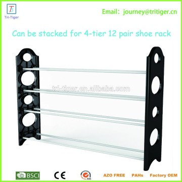 4 tier stackable plastic folding shoe rack