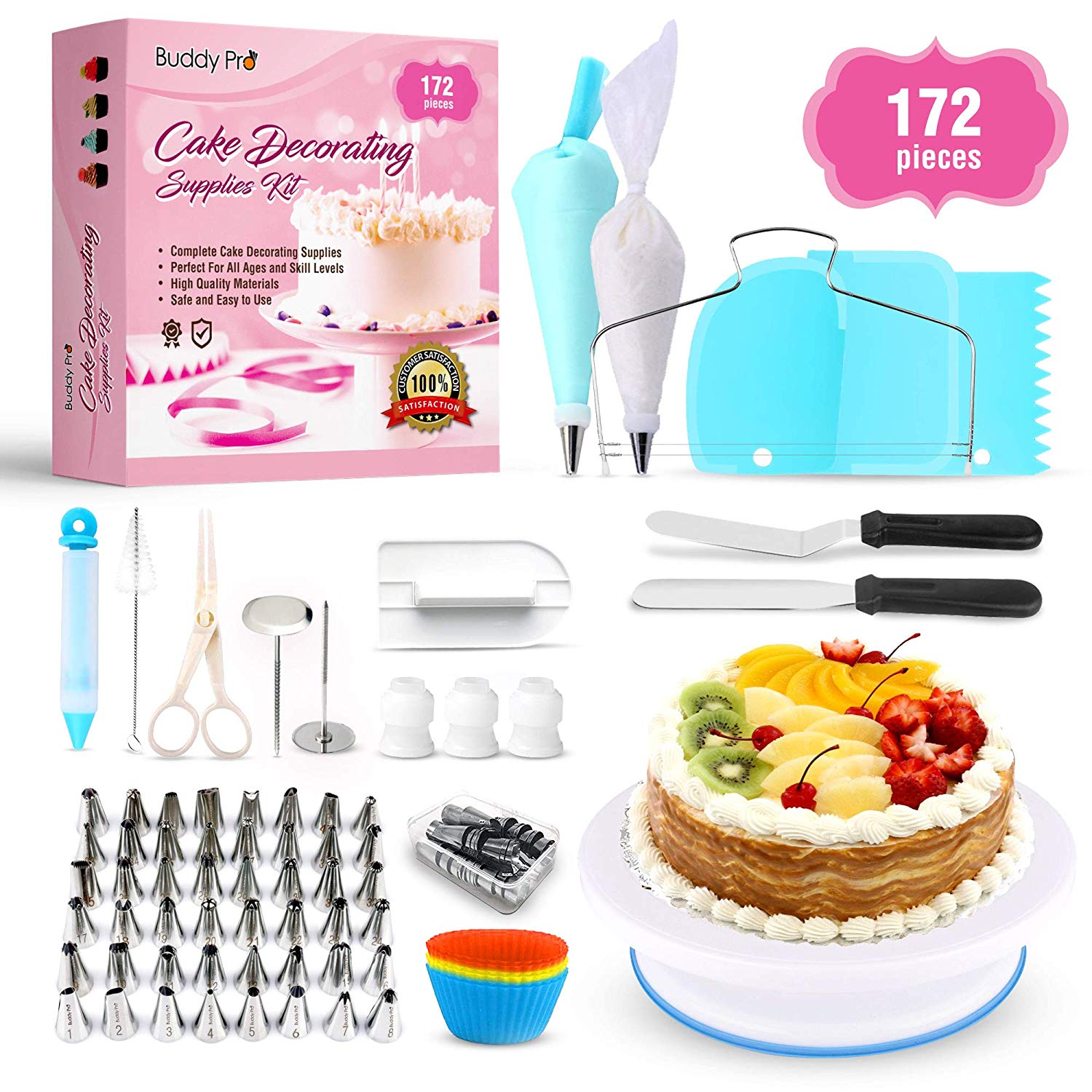 cake decorating set with cake turntable decorating tip kit