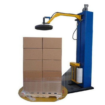 Plastic bottles pallet wrapping machine with top plate