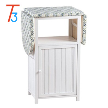 wooden folding ironing board cabinet with cloth storage shelf and door