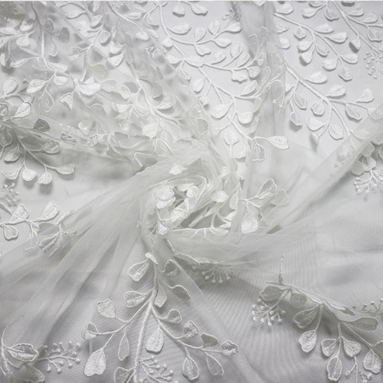 Off White African Ankara Lace Fabric Tulle
