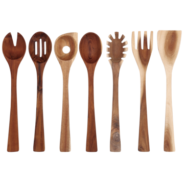 7 pcs of one set wooden kitchen utensils