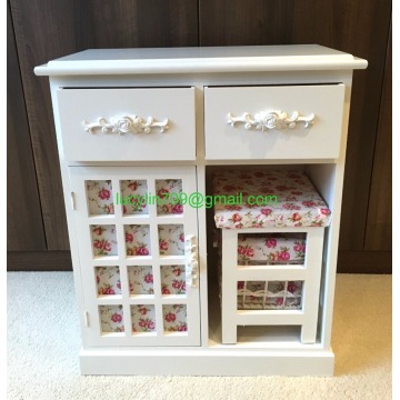 White Dressing Table Makeup Vanity Desk Floral Bedroom with Mirror & Stool