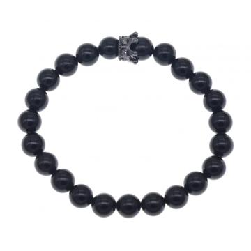 Friendship Black Agate Crown Bracelet For Men And Women Fashion
