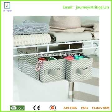 Folding fabric hanging drawer organizer with 2 storage drawers