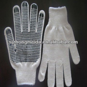 cotton knitted gloves with pvc dots